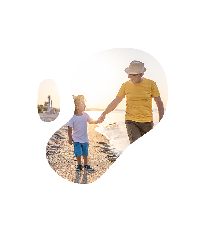 abstract overlay of grandfather and son
