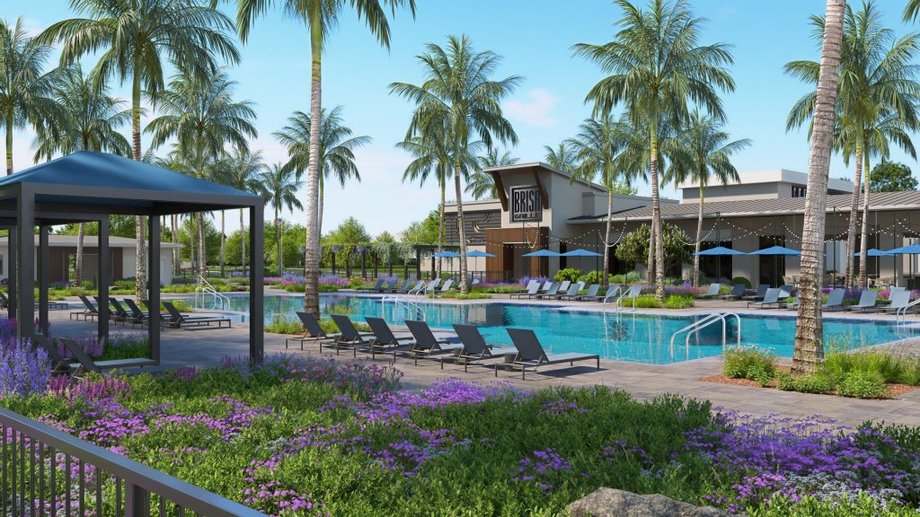 pool deck and restaurant at vivid shores