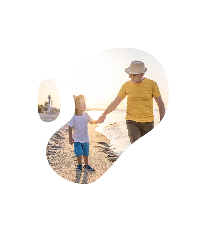 abstract overlay of grandfather and son
